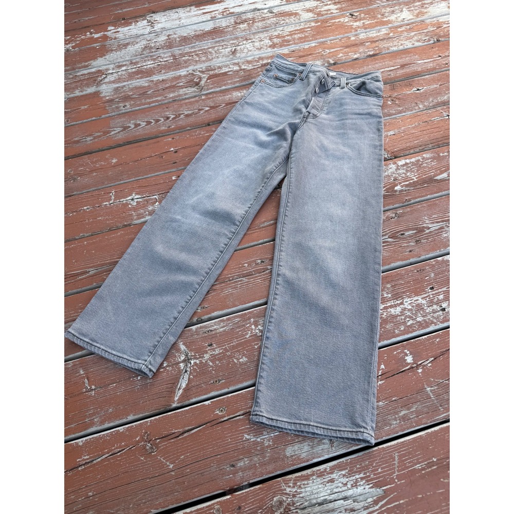 Levi's Ribcage Straight Ankle Jeans Women 26 Gray Like New High Rise Button Fly